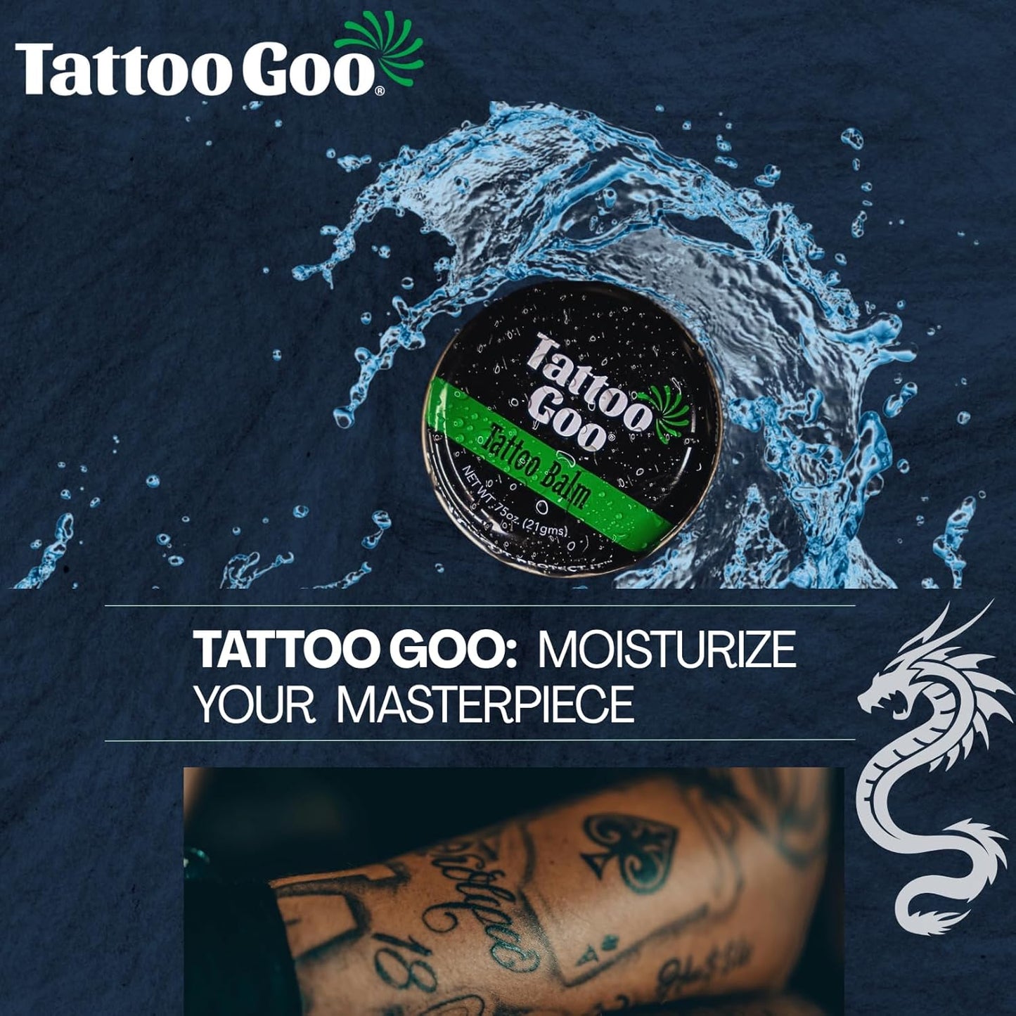 Tattoo Goo Original Aftercare Balm 21 g, Deep‑Moisture Natural Tattoo Aftercare &amp; Colour Retention with Beeswax, Cocoa Butter &amp; Vitamin E – Prevents Scabbing, Speeds Healing &amp; Brightens Ink