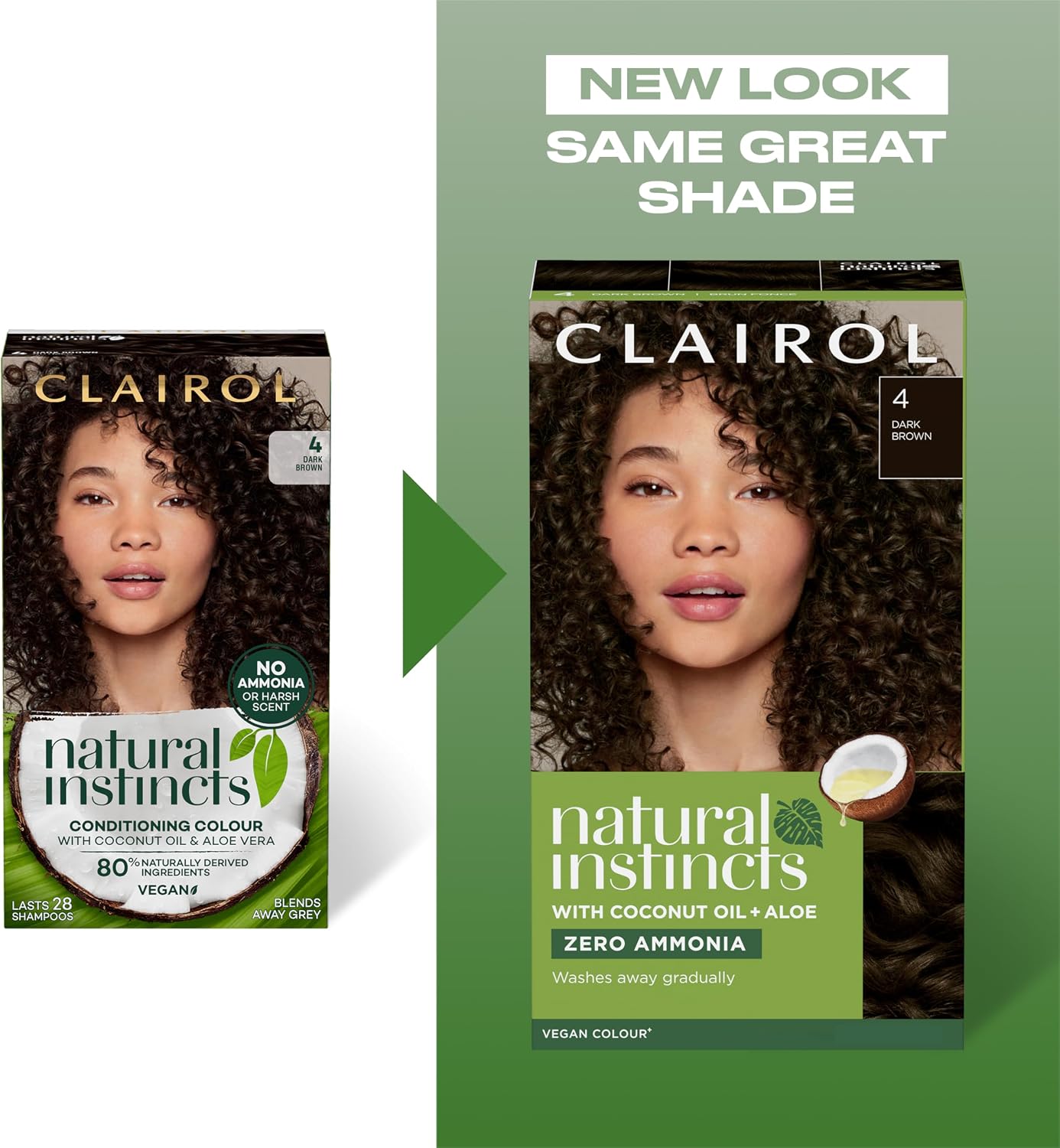 Clairol Natural Instincts Semi-Permanent No Ammonia Hair Dye, 4 Dark Brown