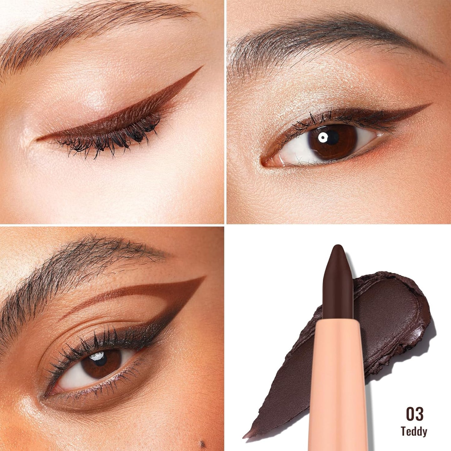 OULAC Matte Brown Eye Liner Pencils Waterproof, Smudge-proof Retractable Eyeliner Lasts 24H +, Highly Pigmented and Smooth, Long-lasting Formula, Vegan (03) Teddy