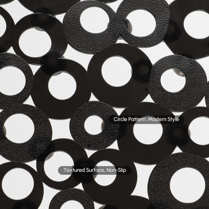 WELTRXE Bath Mat Non Slip Anti Mould, 69x35cm Oval Black PVC Bathtub Mat, Ring Pattern Shower Mat for Inside Bath, Non Slip Bath Tub Mat with Suction Cups, Quick Drain, Machine Washable