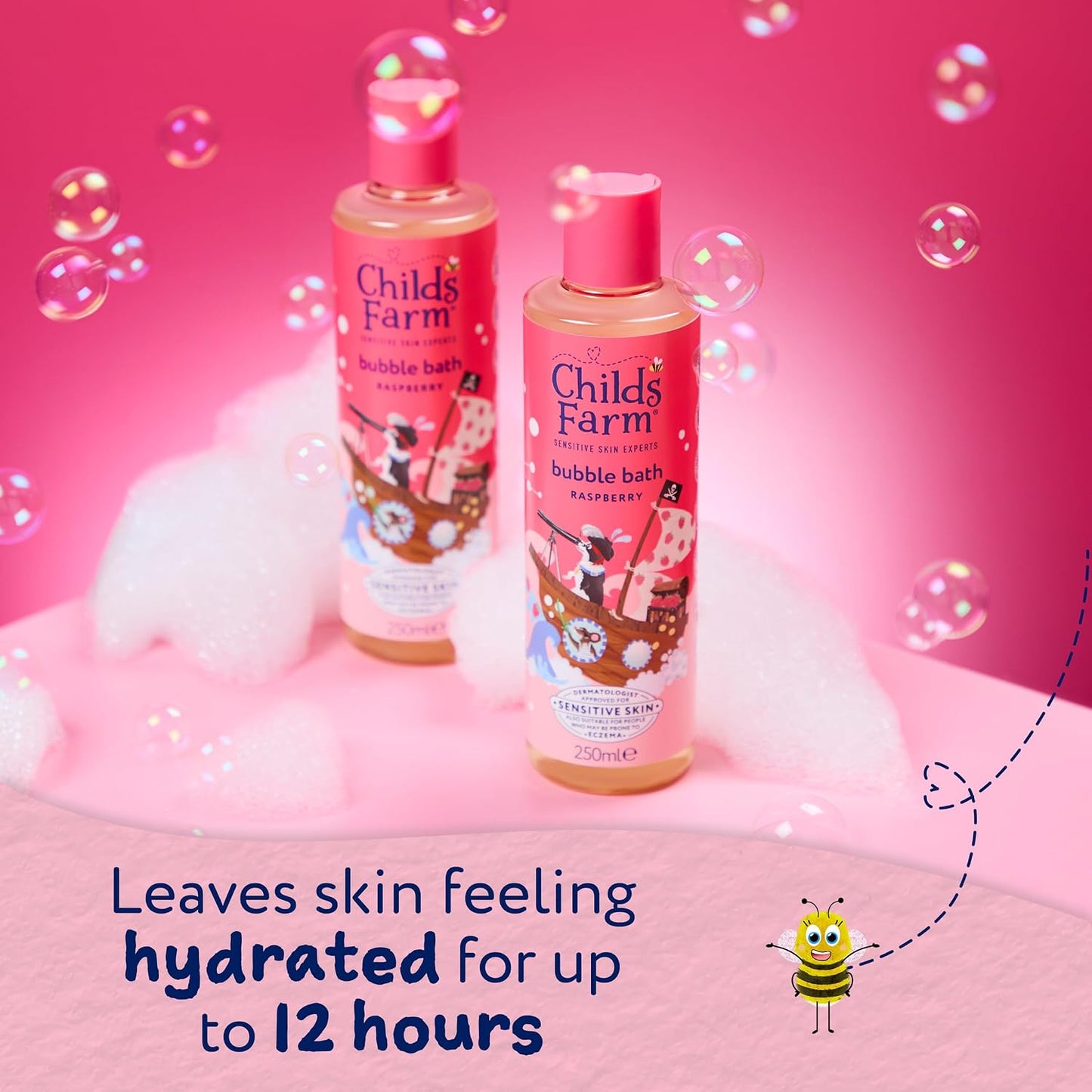 Raspberry bubbles that actually care for tiny skin