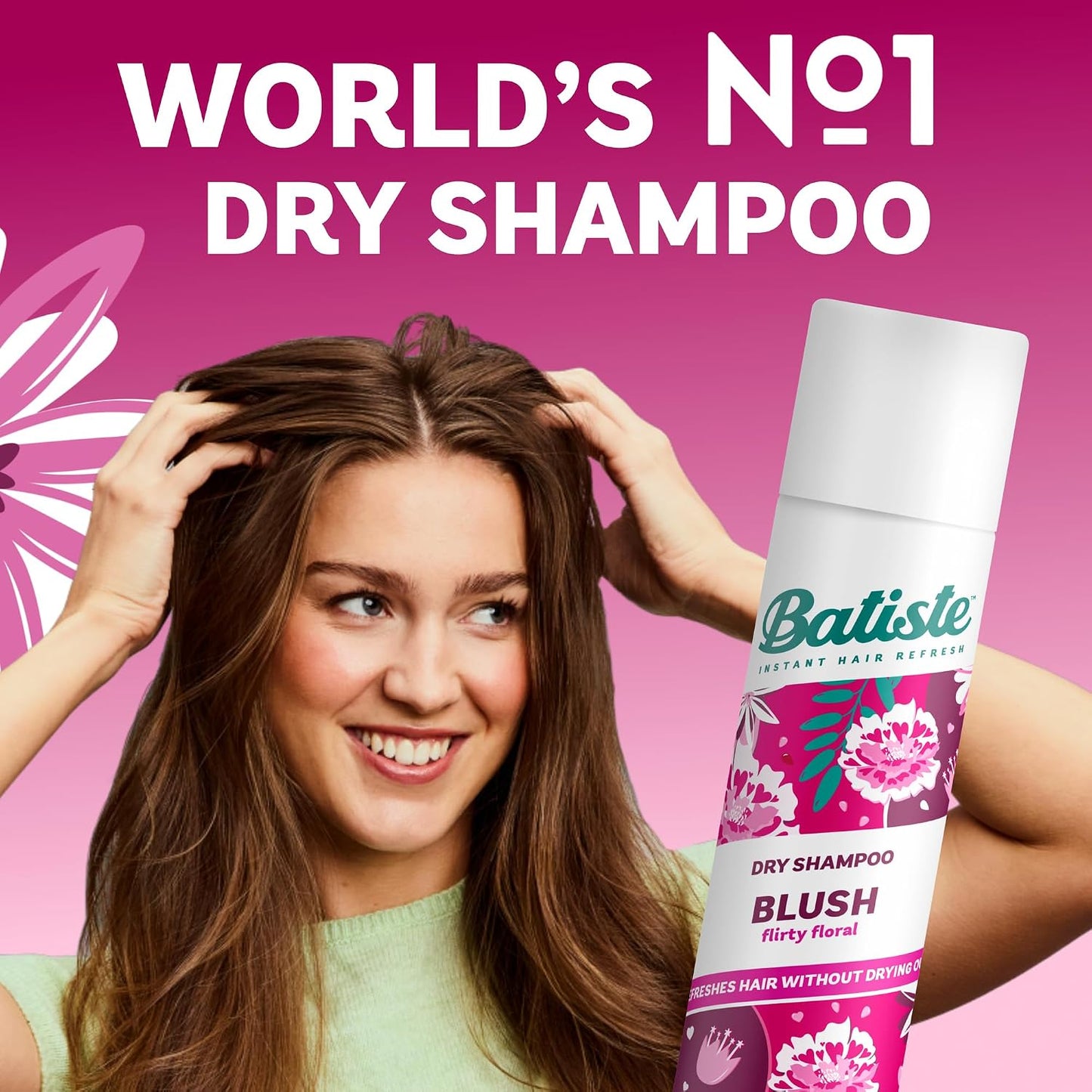 Batiste Dry Shampoo in Blush 200ml, Floral &amp; Flirty Fragrance, No Rinse Spray to Refresh Hair in Between Washes (Packing May Vary)