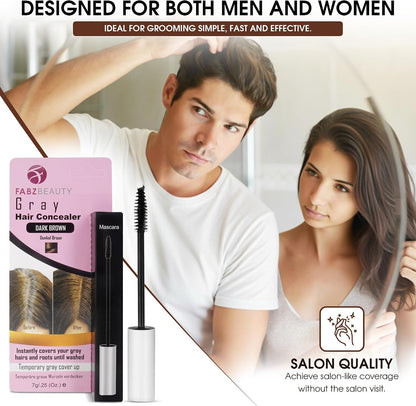 Grey Hair Root Cover Up Mascara | Instant Dark Brown Touch up Wand for Men &amp; Women, Quick Concealer Brush to Hide Grey Roots, Easy Temporary Hair Colour Solution (Dark Brown)