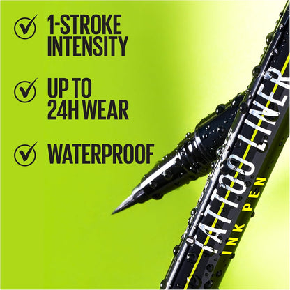 Maybelline Pen Eyeliner, Waterproof, Brush Tip Liner, Delivers Bold, Saturated, Even Impact In 1 Continuous Line, Smudge, Fade &amp; Flake Resistant, Jet Black