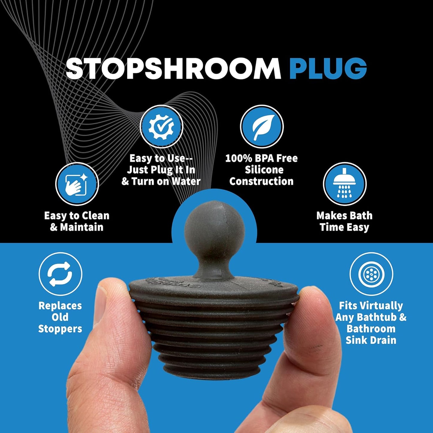 TubShroom Bathtub Hair Catcher Drain Protector Silicone Stainless Steel Standard