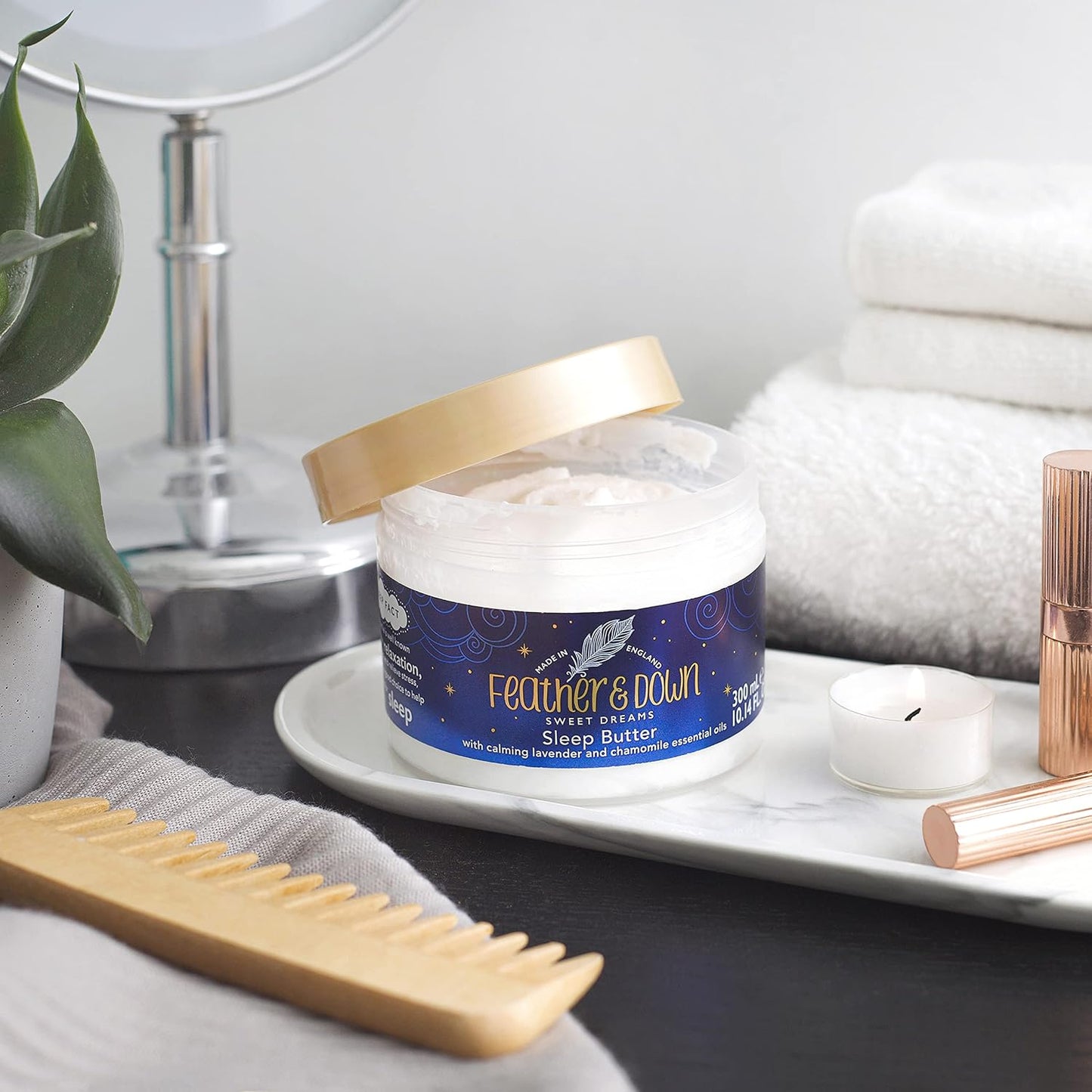 Feather &amp; Down Magnesium Butter for Sleep - Lavender &amp; Chamomile Soothing Body Butter (300ml) to support relaxation in your self care routine.
