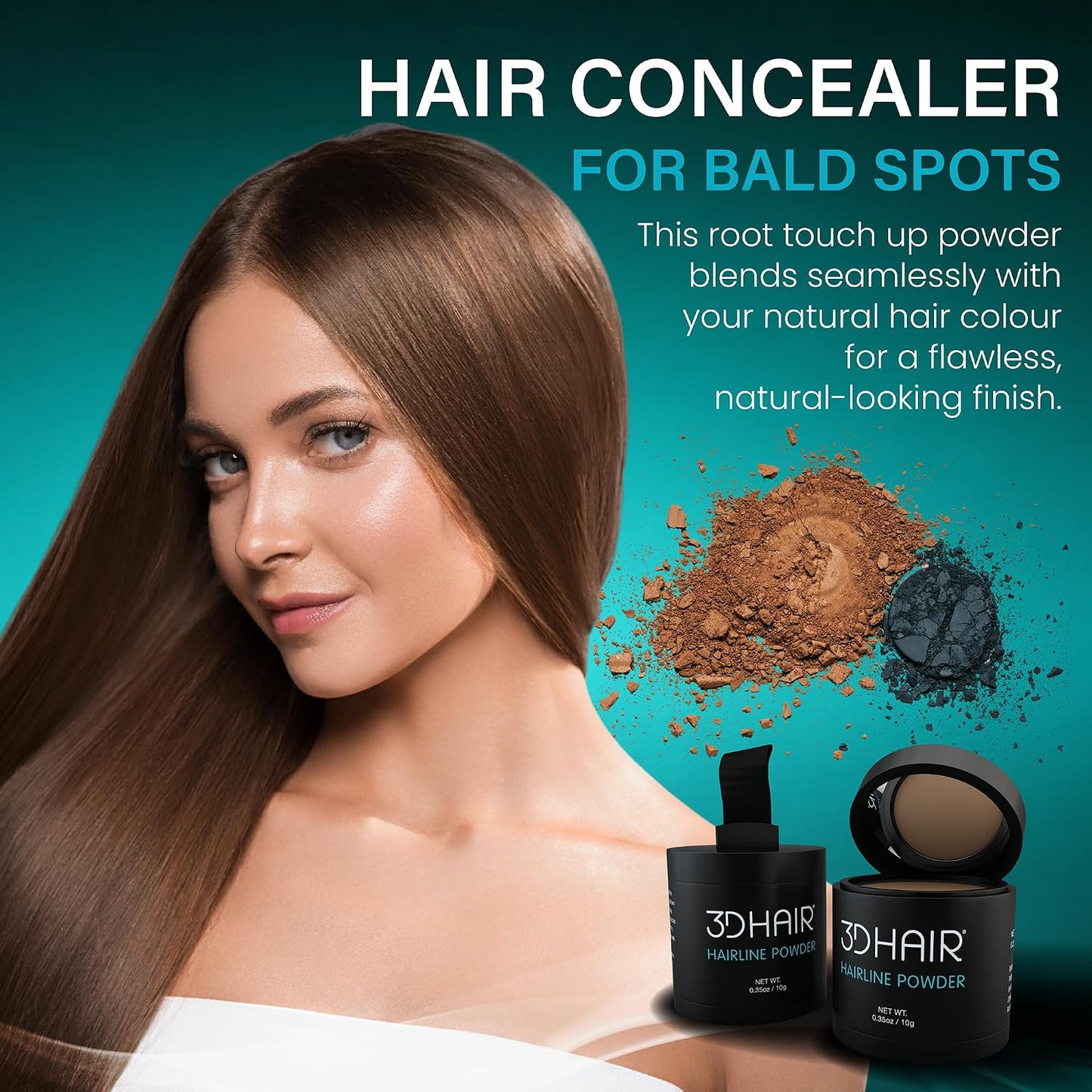 Root Touch Up &amp; Hairline Powder 10g – Covers Grey Roots &amp; Thinning Hair – Sweat &amp; Water Resistant – Hair Concealer for Bald Spots &amp; Fill-In for Men &amp; Women (Medium Brown)