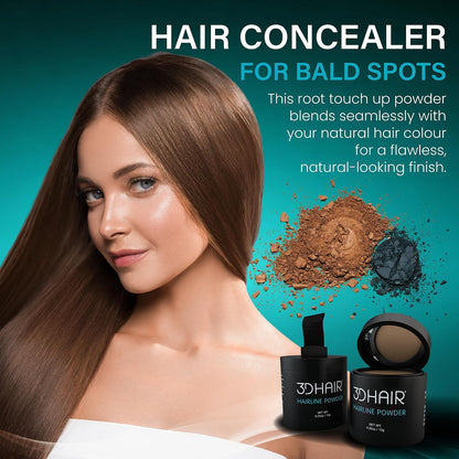 Root Touch Up &amp; Hairline Powder 10g – Covers Grey Roots &amp; Thinning Hair – Sweat &amp; Water Resistant – Hair Concealer for Bald Spots &amp; Fill-In for Men &amp; Women (Medium Brown)
