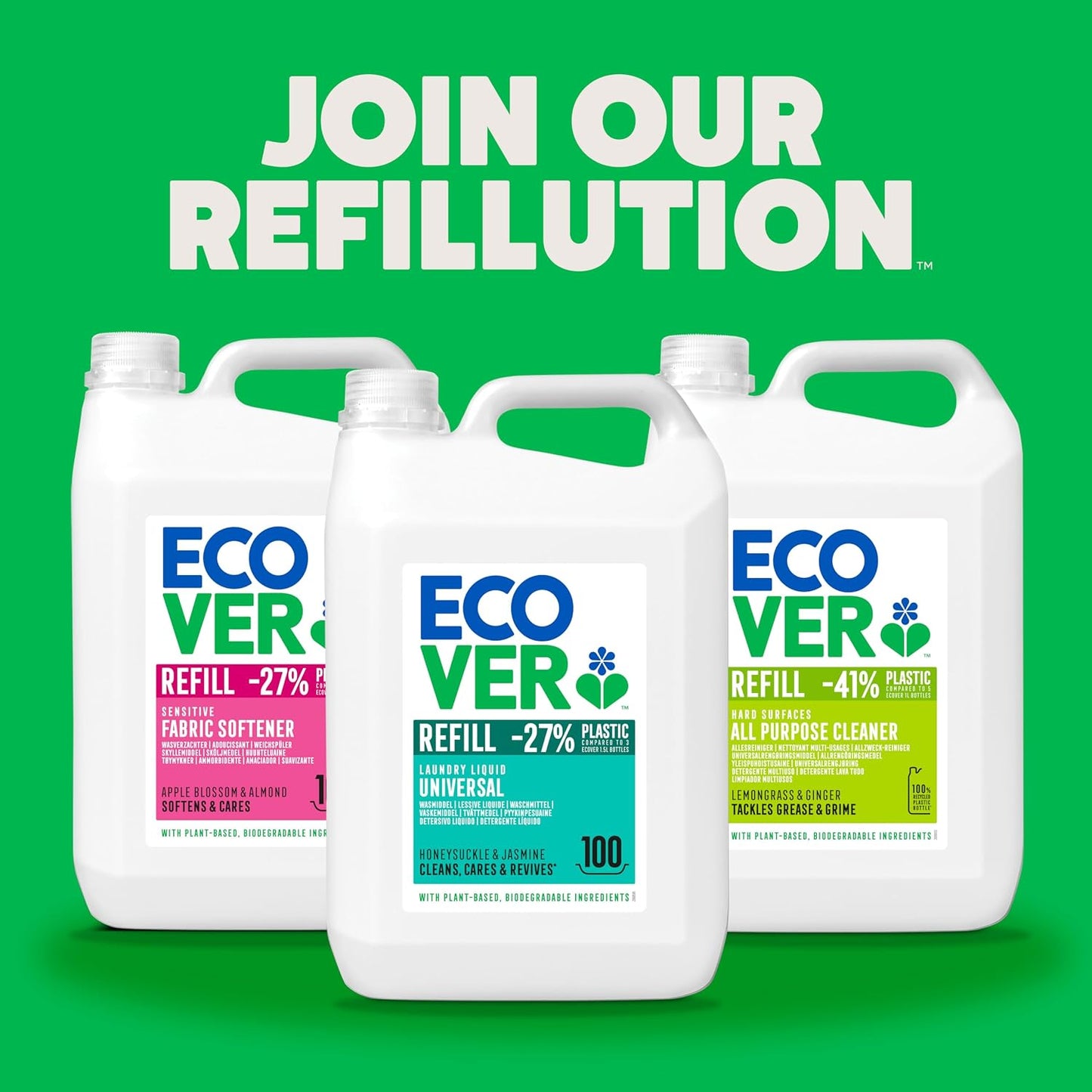 Ecover Hand Wash Refill, Hand Soap, Gentle Hand Cleansing, Fresh Lavender &amp; Aloe Vera Scent, Pack of 1,1 x 950ml
