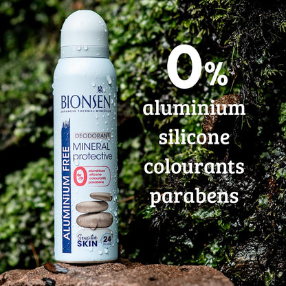 Bionsen Mineral Protective Spray Deodorant, 0 Percent Aluminum, Paraben Free, All-Day Freshness for Sensitive Skin, 150ml, 3 Pack