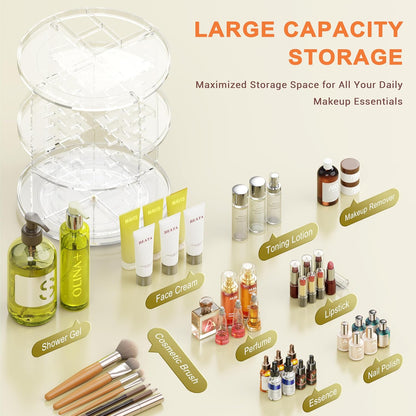 Auxmir Rotating Makeup Organiser, 9-Tier Adjustable Makeup Organiser with 360 Degree Rotation, Large Capacity Spinning Makeup Storage on Stand Revolving for Vanity Table, Bedroom, Bathroom
