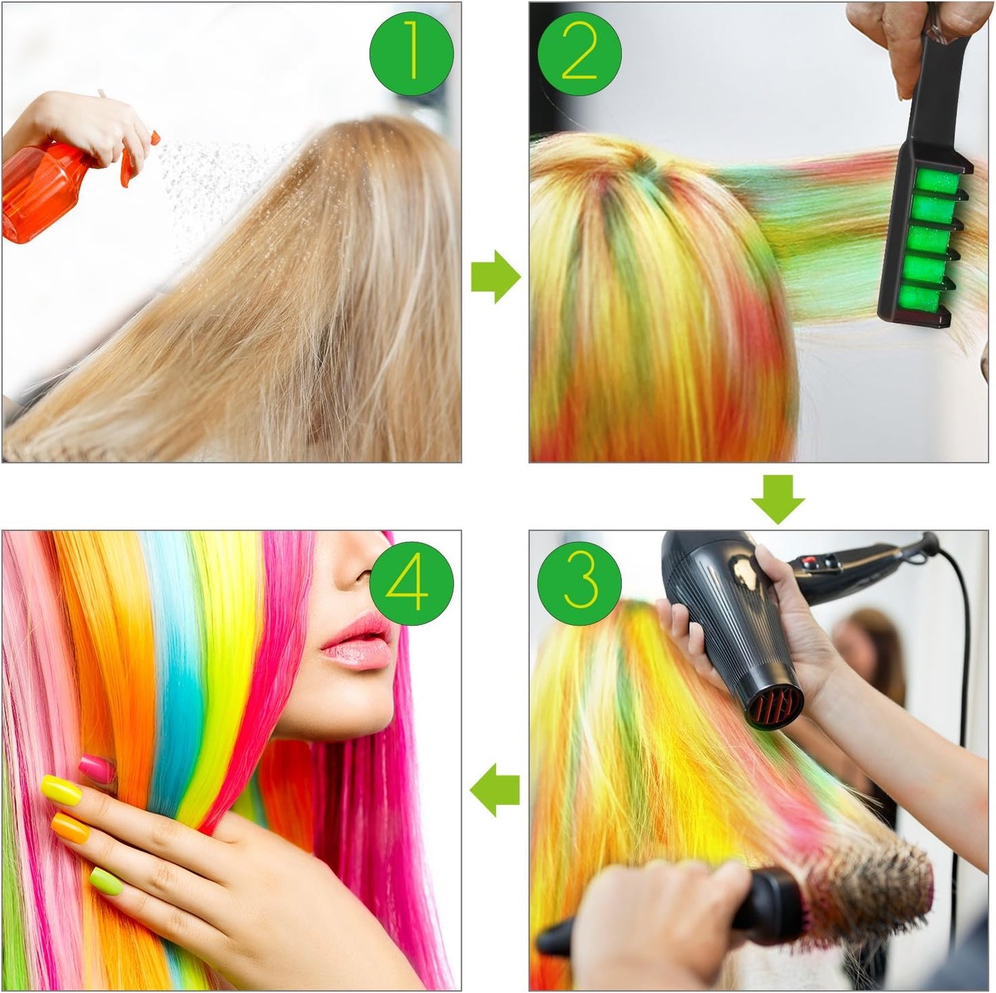 BATTOP 10PCS Hair Chalk Comb Temporary Bright Hair Color Cream for Girls Kids Easy Washable Hair Dye Colourful Great Games Birthday Girls Halloween Makeup Christmas