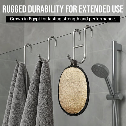 CraftsOfEgypt Men’s Loofah Body Scrubber - Egyptian Luffa Sponge Shower Pad for Male Hygiene Essentials, Dual-Sided Loofah Mitt and Body Wash Scrubber for Back, Chest and Bath - Black &amp; White, 2PCS