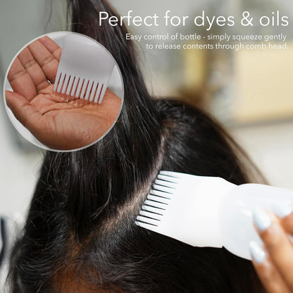 unel Hair Oil Applicator Bottles (2 PCS), Root Comb Applicators, Easy to Use for Hair Dyes &amp; Oils (Clear)