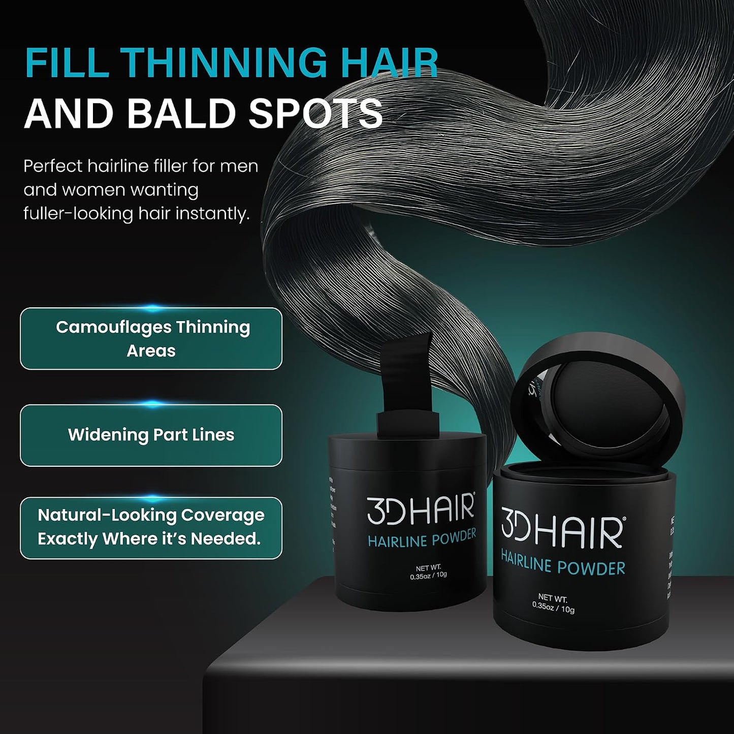 Root Touch Up &amp; Hairline Powder 10g – Covers Grey Roots &amp; Thinning Hair – Sweat &amp; Water Resistant – Hair Concealer for Bald Spots &amp; Fill-In for Men &amp; Women (Medium Brown)