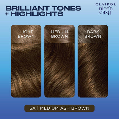 Clairol Nice'n Easy Crème, Natural Looking Oil Infused Permanent Hair Dye, 5A Medium Ash Brown