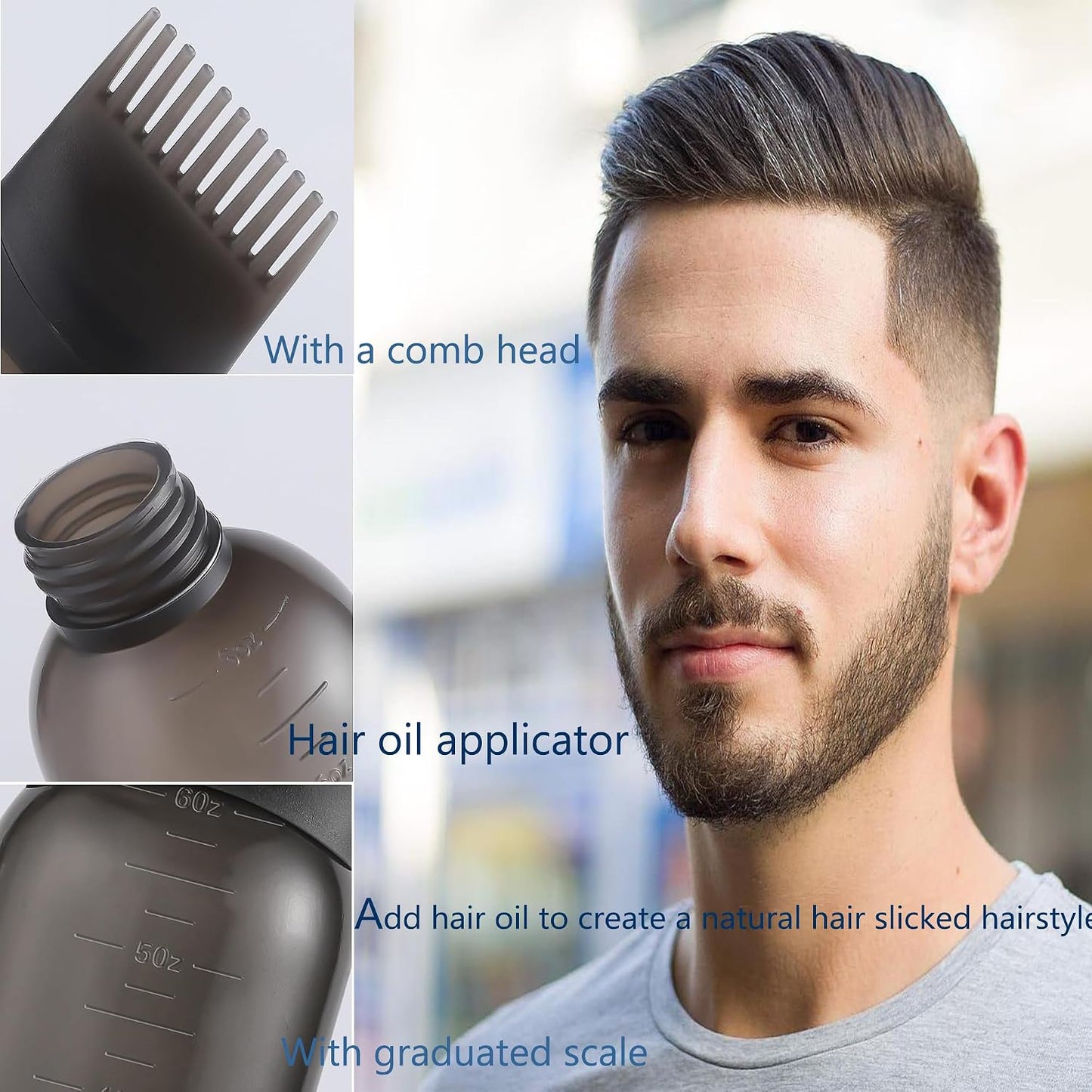 Hair Applicator Bottle-Root Comb Applicator Bottle and Continuous Spray Bottle, Hair Spray Bottle and Oil Applicator for Hair (Black)