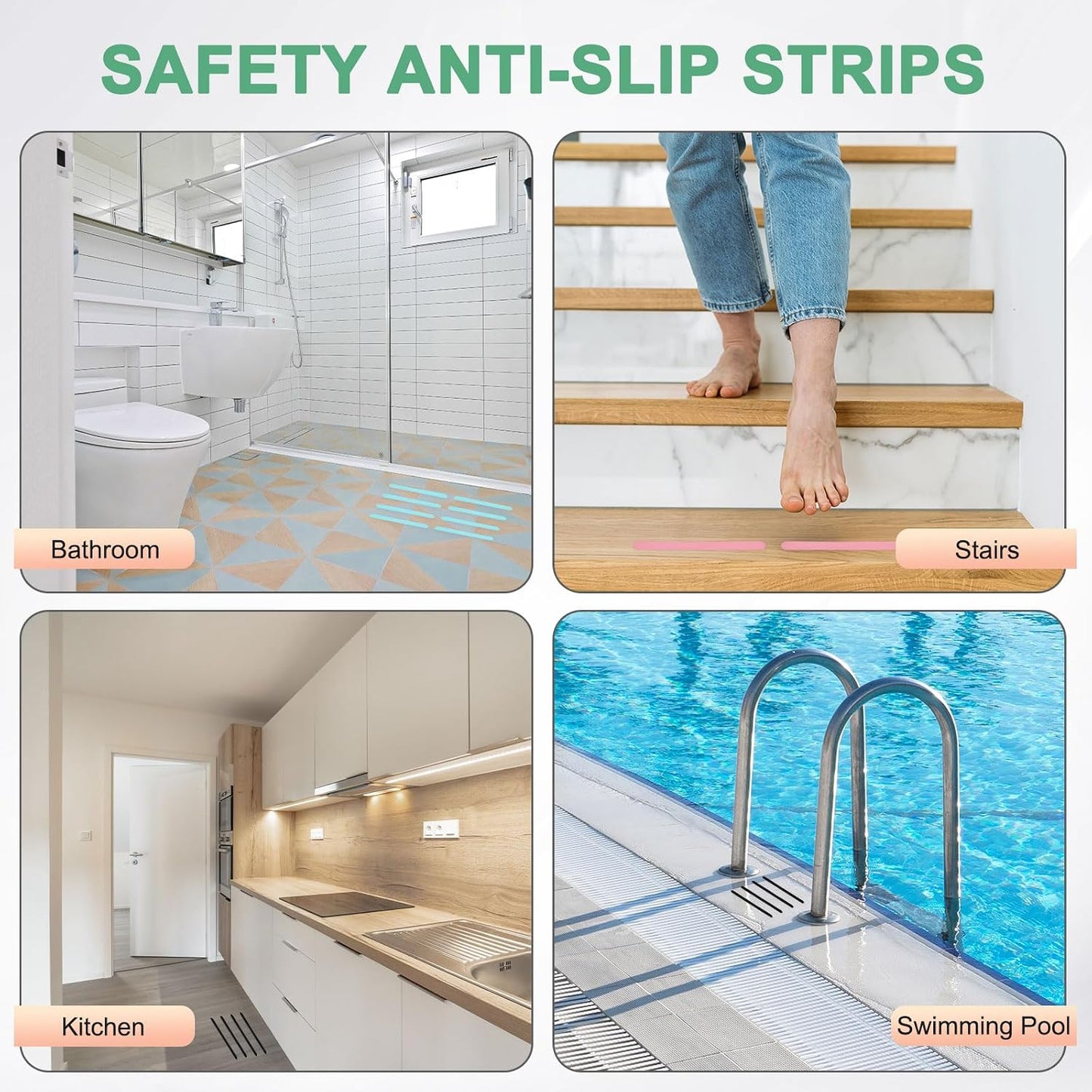 M METERXITY 36 PCS Anti Slip Shower Stickers White Bathtub Non-Slip Stickers Safety Bathtub Strips Adhesive Decals with Scraper for Shower/BathTub/Stairs Steps/Floor/Ladders
