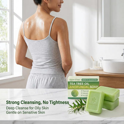 Tea Tree Soap 3x 115G- Natural Soap for Sensitive Skin, Body, Hair &amp; Shaving - with Tea Tree Oil, Fragrance-Light, Rinse Clean