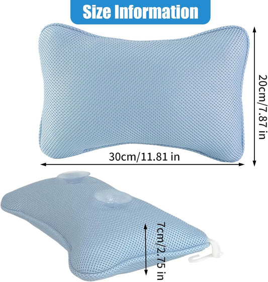 Bath Pillow with 2 Anti-Slip Suction Cups &amp; 1 Hook, Bone Shaped Bathtub Small Pillows, Tub Back Rest Cushion, Bathroom Bathing Headrest for Support Head, Neck, Shoulders, Relaxation and Home Spa(Blue)