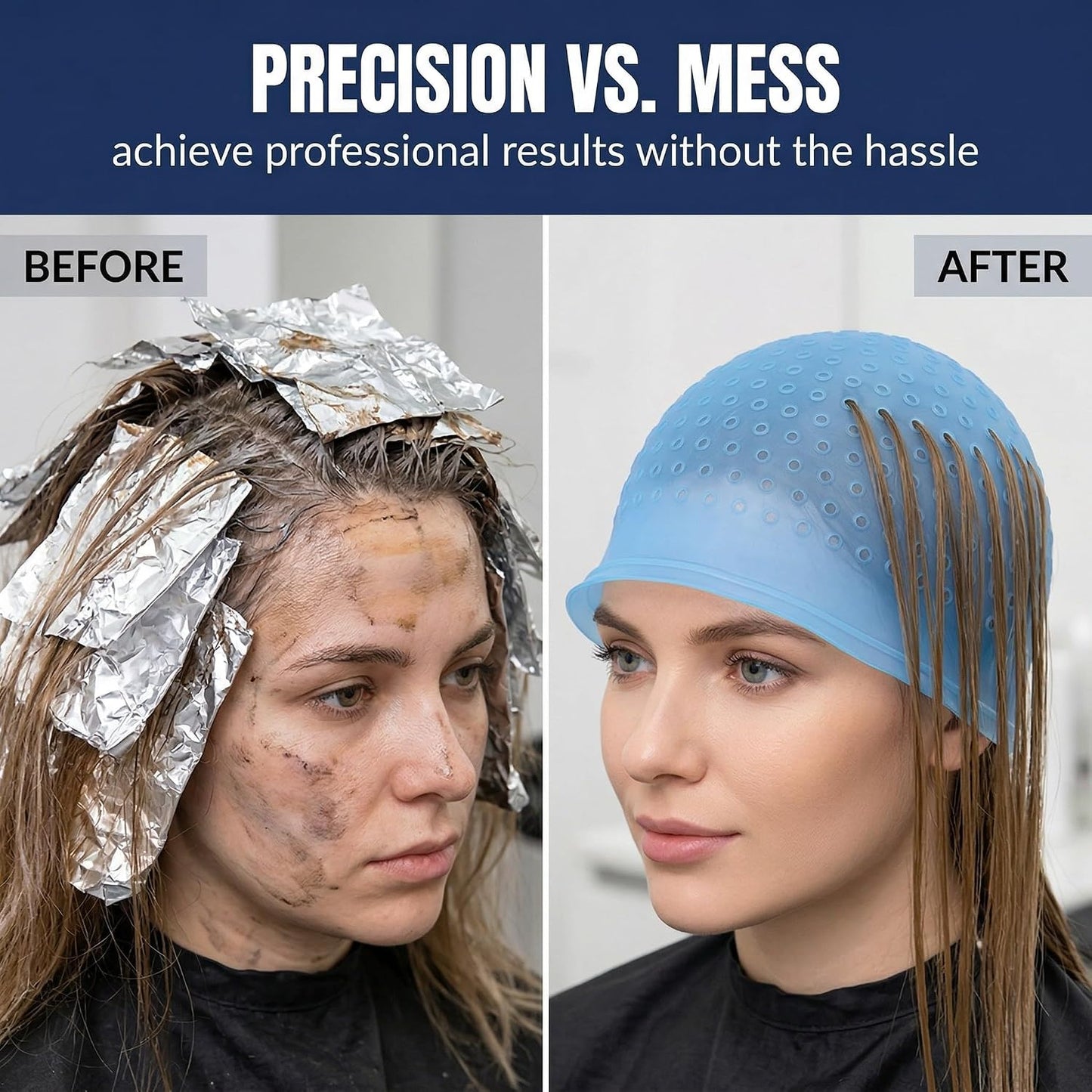 Highlighting Cap - Hair Dye Kit for Bleach Highlights, Reusable Streaking Cap for Home Use