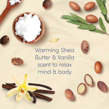 Dove Calming Caring Bath Bath Soak with ¼ moisturising cream, shea butter &amp; warm vanilla for an indulgent bubble bath 450 ml