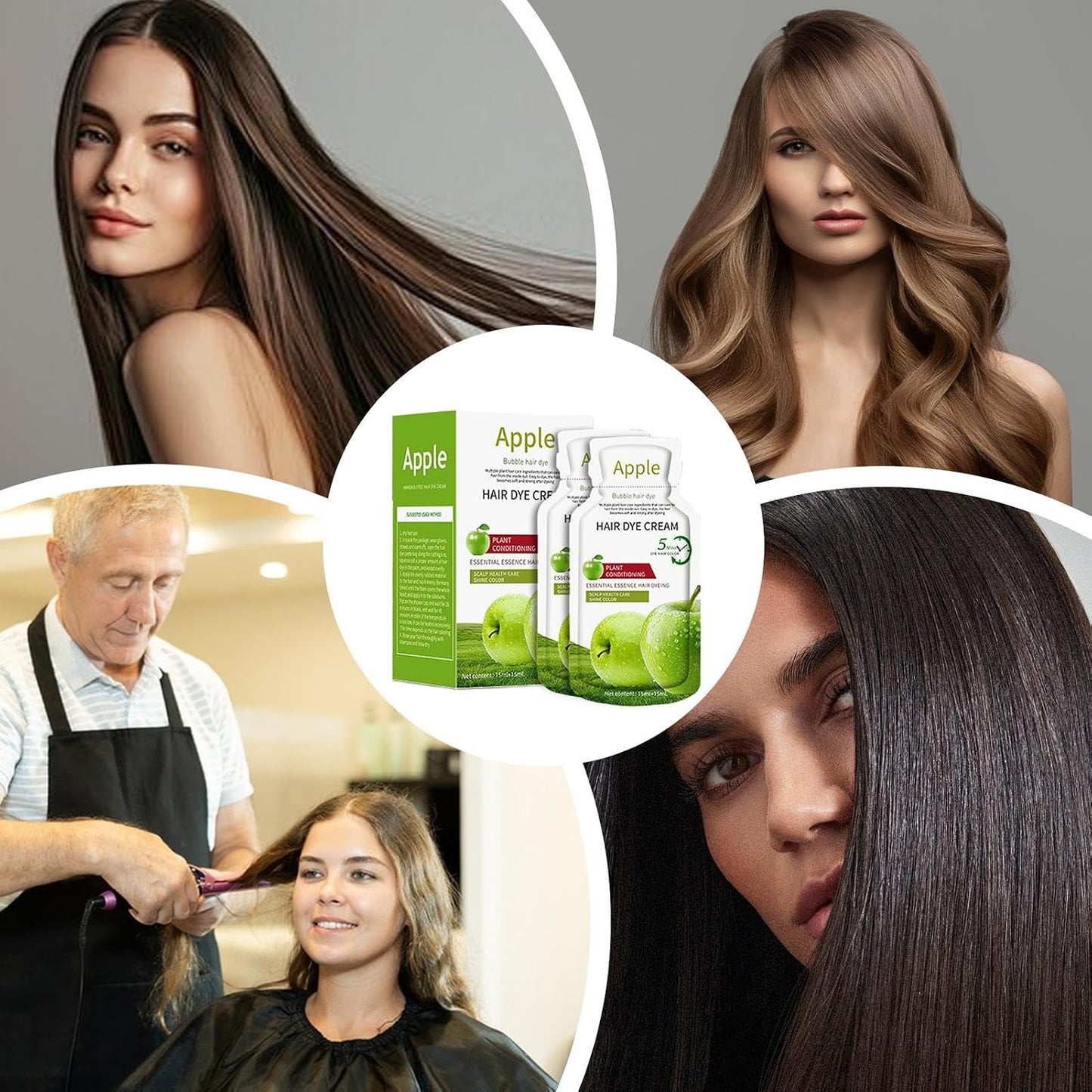 Colour Hair Dye, 300 ml Colouring Cream with Grey Cover, Fruity Fragrance, Long-Lasting Colour Holding, Natural Plant Extracts for Salon, Home, Beginners &amp; Family
