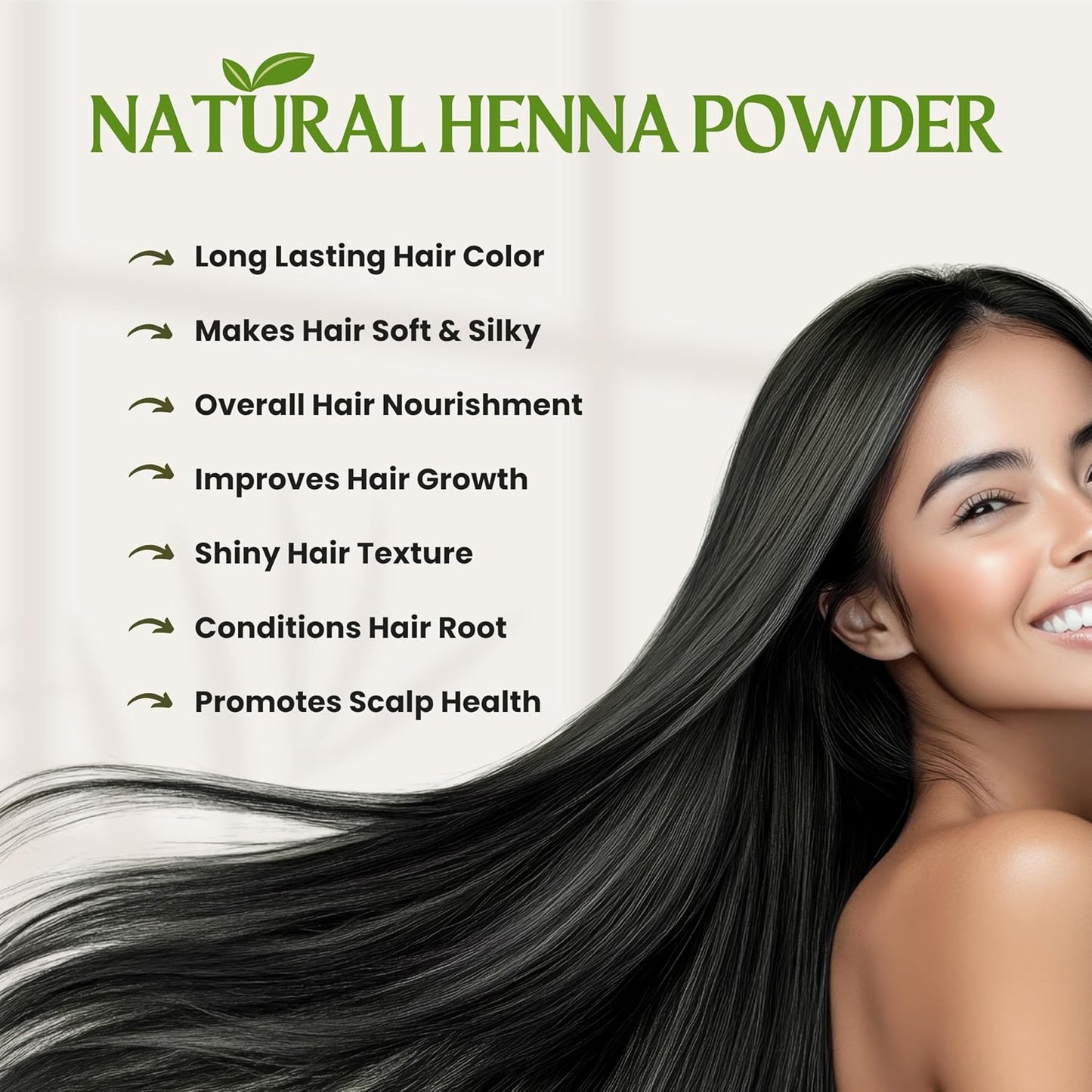 Henna Powder for Hair Growth 227g (8oz) | Pure Mehndi Powder | Natural black Henna Hair Colour Dye