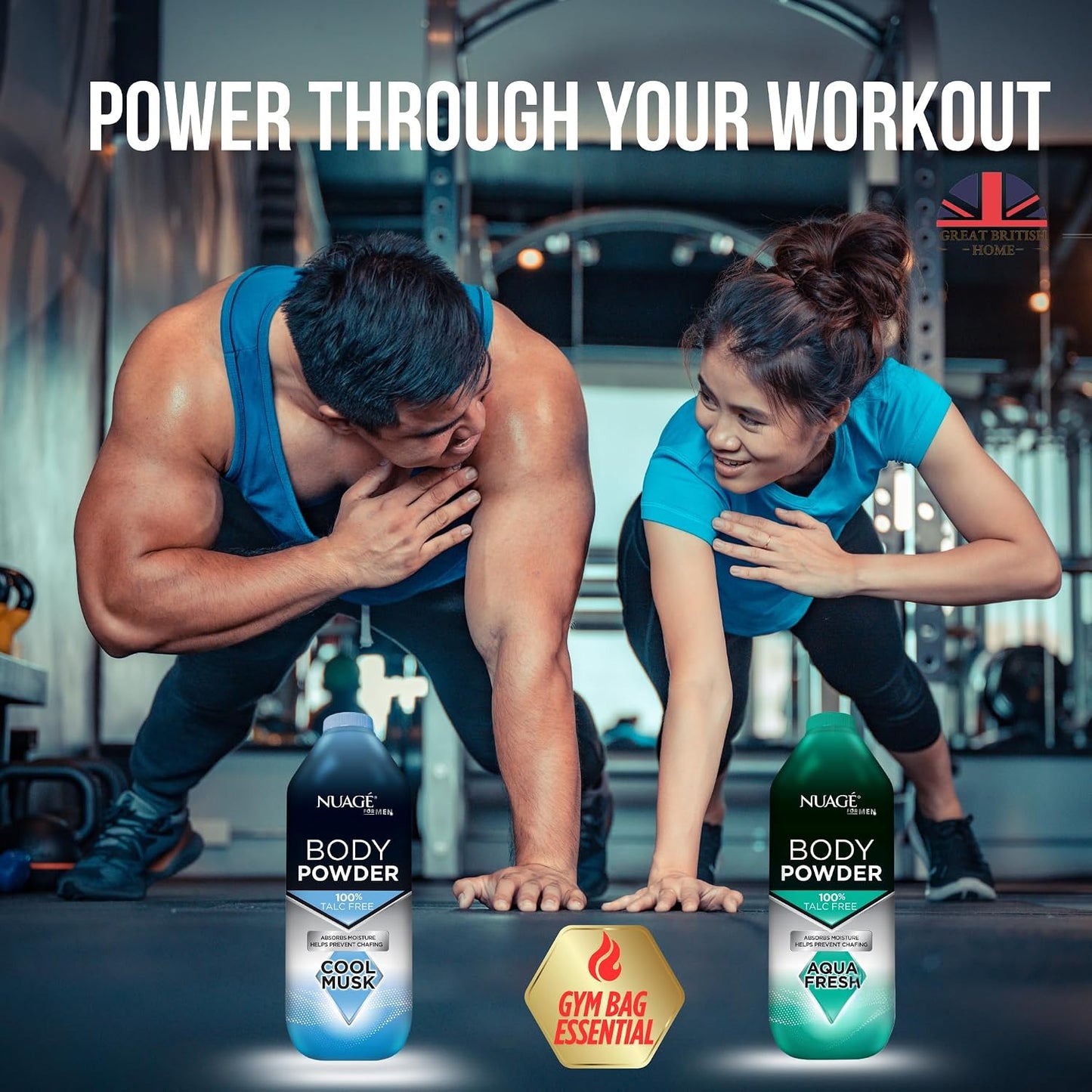 New Nuage Talc Free Body Powder for Men Bundle – 250g Cool Musk &amp; 250g Aqua Fresh – 2 Pk Talc Free Powder for Women &amp; Men – Anti-Chafing &amp; Fresh Skin by GBH