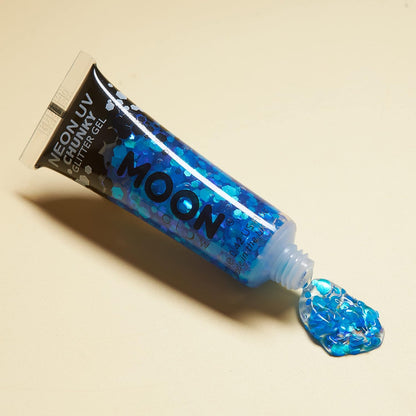 Moon Glow - Neon UV Face &amp; Body Chunky Glitter Gel - 12ml (Set of 6)