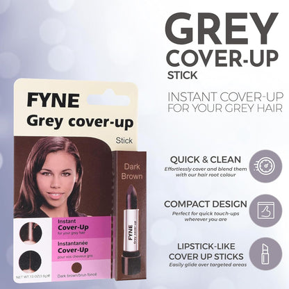 FYNE Root Touch Up Cover Stick - Instant Dark Brown Grey Hair Cover Up - Magic Retouch Temporary Hair Colour for Men &amp; Women