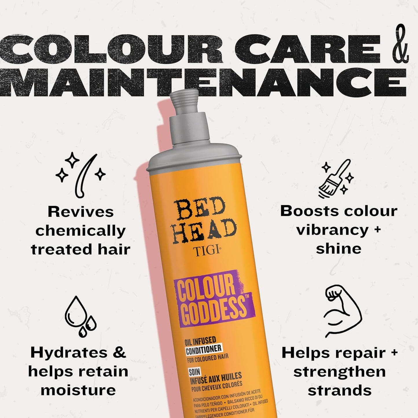 Bed Head by TIGI Colour Goddess Conditioner, For Coloured Hair with Sweet Almond, Coconut Oil &amp; Shea Butter, Moisturises &amp; Softens, 750ml