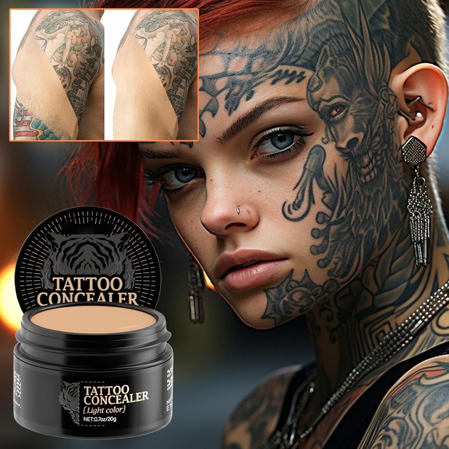 Body Concealer, Waterproof Full Coverage Body Camouflage - 20g, Tattooes Cover Up Transfer-Resistant Leg And Bodys Makeup For Scars, Bruises &amp; Varicoses Veins, Long Lasting Finish