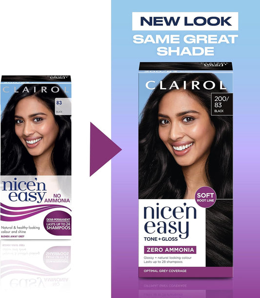 Clairol Nice'n Easy Tone+Gloss Semi Permanent Hair Dye - 200/83 Black
