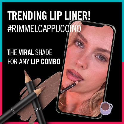 Rimmel Lasting Finish 8HR Lip Liner, Cappuccino, Highly Pigmented Formula, Long-Wearing Creamy Colour, Precise Application and Seamless Blend, For Big &amp; Plump Lips, Vegan &amp; Cruelty Free, 1.2g