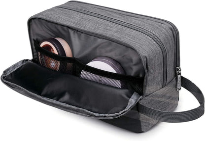 WANDF Toiletry Bag Water-Resistant Nylon Travel Wash Bag Lightweight Dopp Kit for Men and Women (A-Denim Grey)