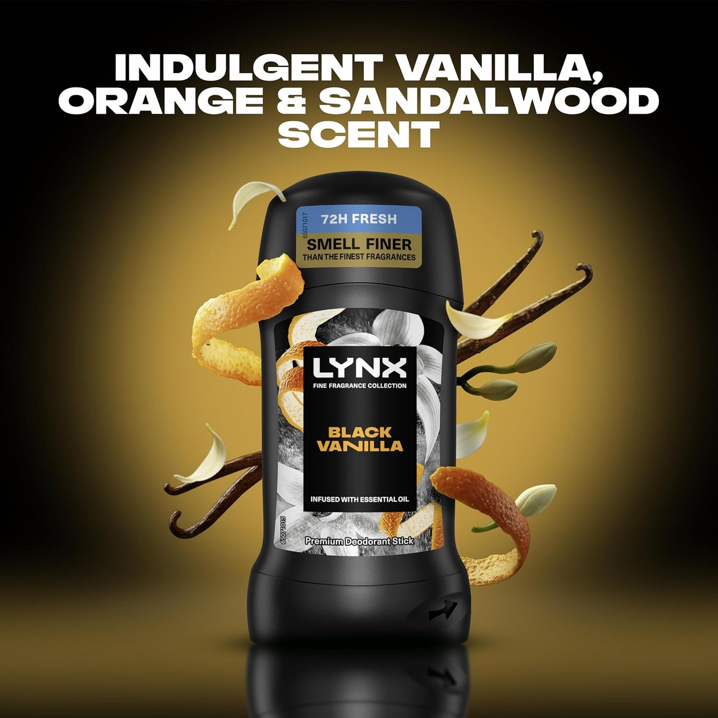 Lynx Fine Fragrance Collection Black Vanilla Premium Deodorant Stick Men's Deodorant with a vanilla, orange &amp; sandalwood fragrance for 72 hour odour protection 50 ml