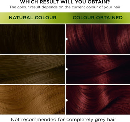 Garnier Nutrisse Ultra Color Hair Dye, Vegan, 2.6 Dark Cherry Red. Achieve 100% grey coverage and a deep, luscious 8-week red colour. No-ammonia, vegan for a rich, vibrant dark cherry red finish.