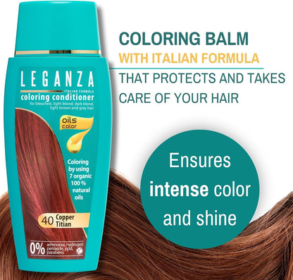 Hair Coloring Conditioner Natural Balm Color Copper Titian Nº 40 | Enriched with 7 Natural Oils | Ammonia, PPD and Paraben Free | 150 ml