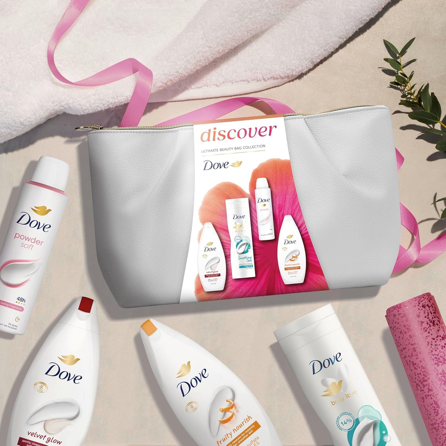 Dove Gift Set with Two Body Washes, Body Lotion, Anti-Perspirant and Beauty Bag, Perfect Gifts for Her, 4 Piece