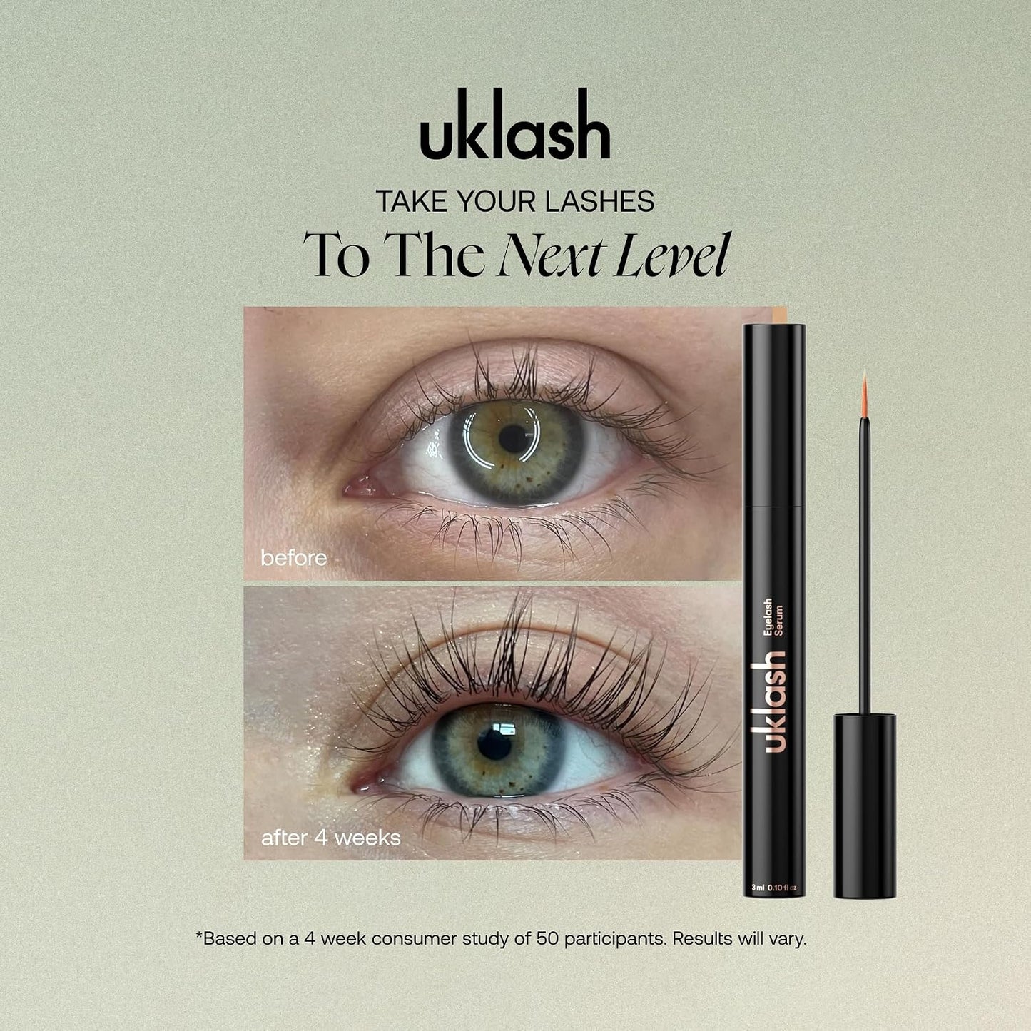 UKLASH Eyelash Growth Serum For Longer &amp; Fuller Lashes - 3ml. Clinically Proven Formula for Naturally Longer Lashes and Extensions. Vegan &amp; Cruelty-Free