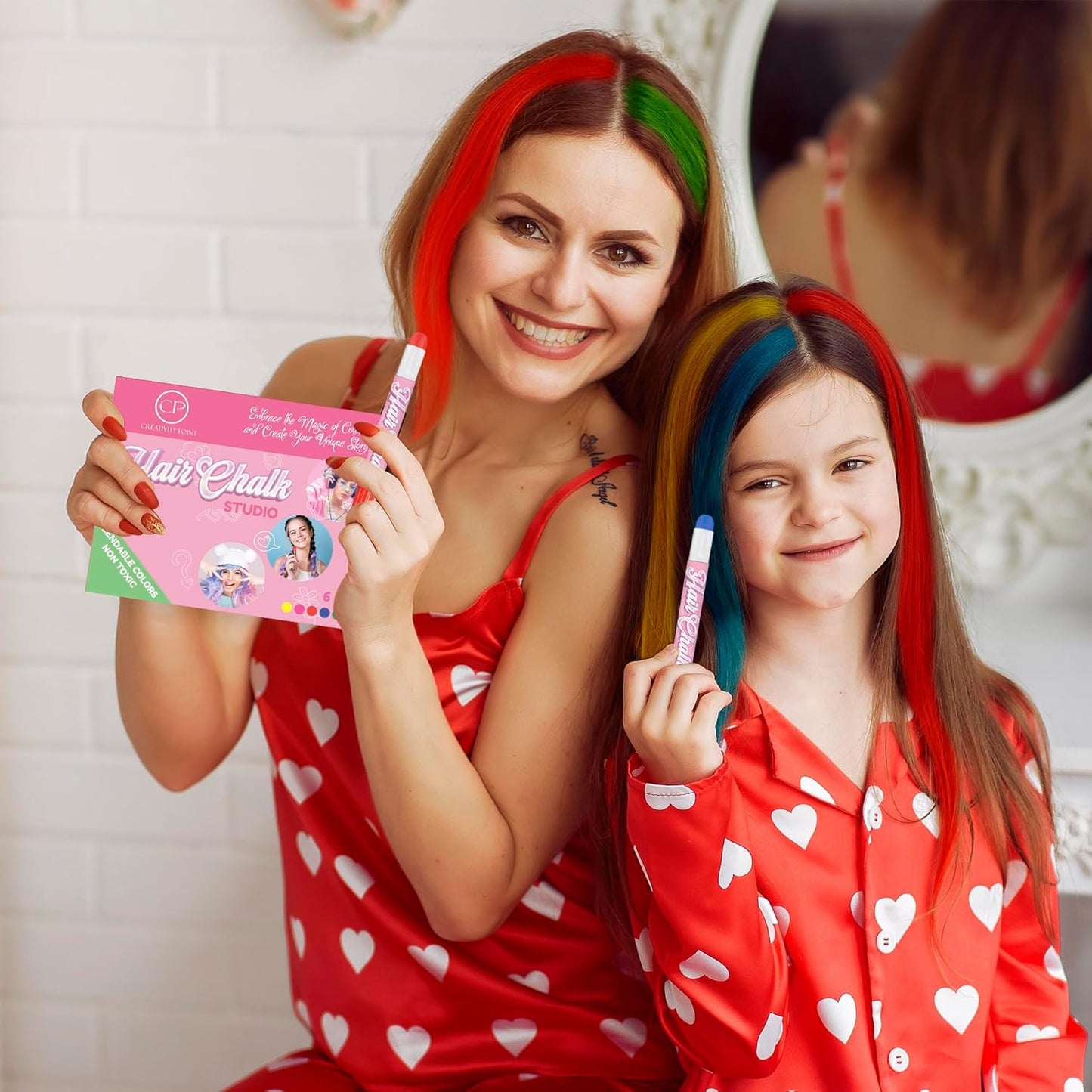 Hair Chalk Gift for Girls - 6 Pens Temporary Non-Toxic Easy Washable Hair Dye Colorful, Pens, Gift Birthday Party Girls, Multicolour