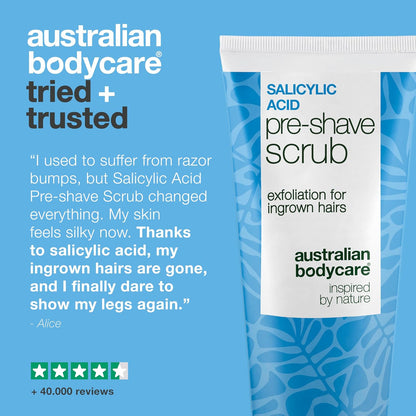 Salicylic Acid Pre-Shave Scrub for Ingrown Hairs, Razor Burn &amp; Razor Bumps – AHA/BHA &amp; Physical Dual Exfoliator with Salicylic Acid, Glycolic Acid &amp; Apricot Kernel for a Smooth Shave - 100 ml