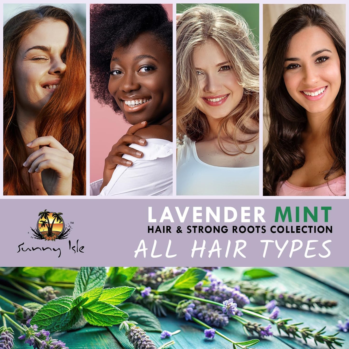 Sunny Isle Lavender Mint Hair &amp; Strong Roots Leave-In Detangler Conditioner 8oz, Jamaican Black Castor Oil &amp; Biotin, Detangling Spray for Breakage, Frizz, Dry Hair &amp; Shine