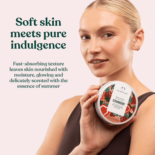 The Body Shop Strawberry Treats Gift Set, Shower Gel 60ml, Body Butter 50ml, Cleansing &amp; Moisturising Body Care Duo, Softening, 96hr Hydration, Vegan Friendly Skincare Gift