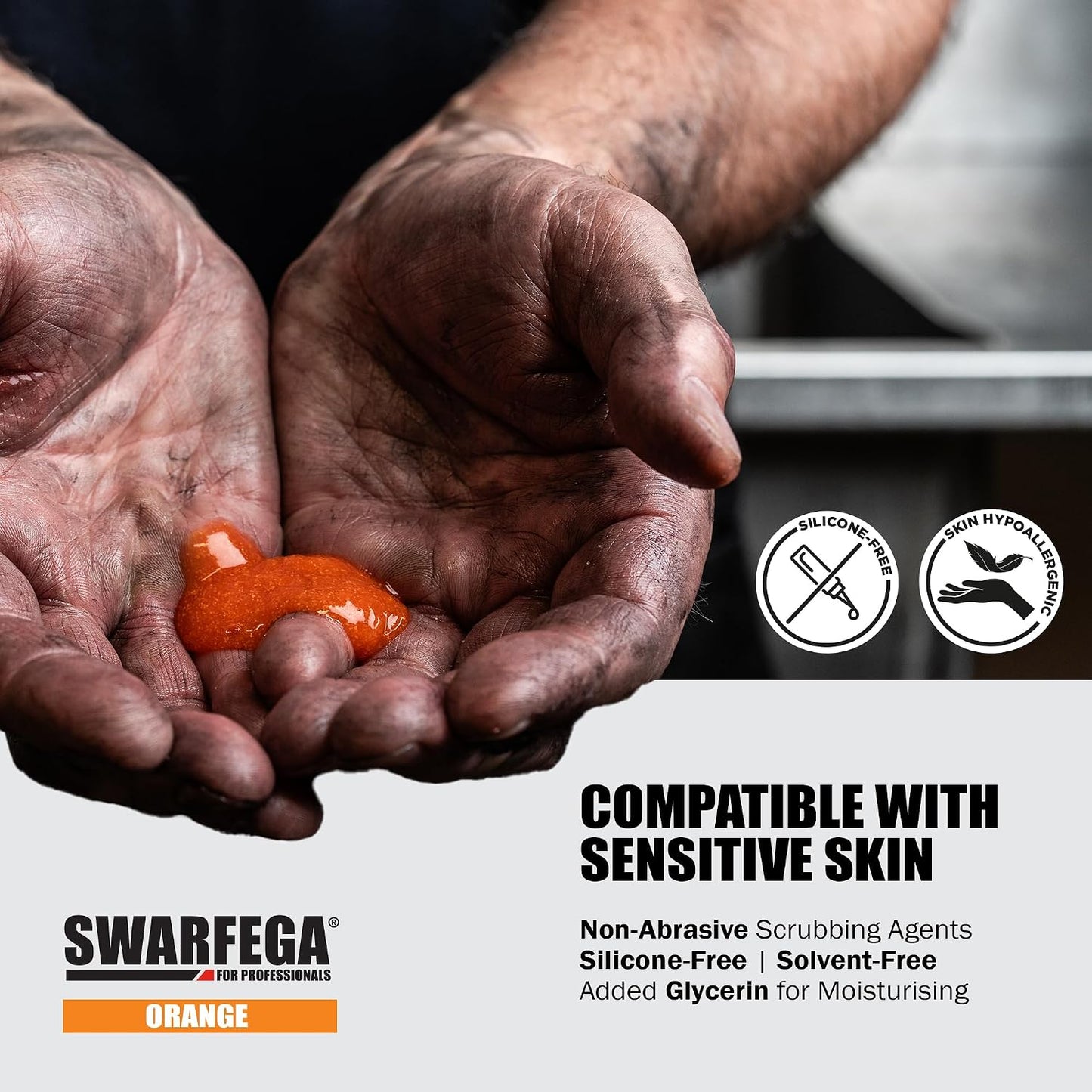 Swarfega Orange Heavy Duty Hand Cleaner 5L, for Trades People with Non‑Abrasive Scrubbing Agents, Against Oil, Grease &amp; Industrial Dirt, Hygienic Pump System, for Professional Use Only