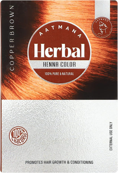 Herbal Copper Brown Henna Hair Color with Goodness of 9 Herbs | Copper Brown Henna Mehndi for Hair, Make Hair Soft &amp; Shiner Natural Hair Color for Men &amp; Women 100g