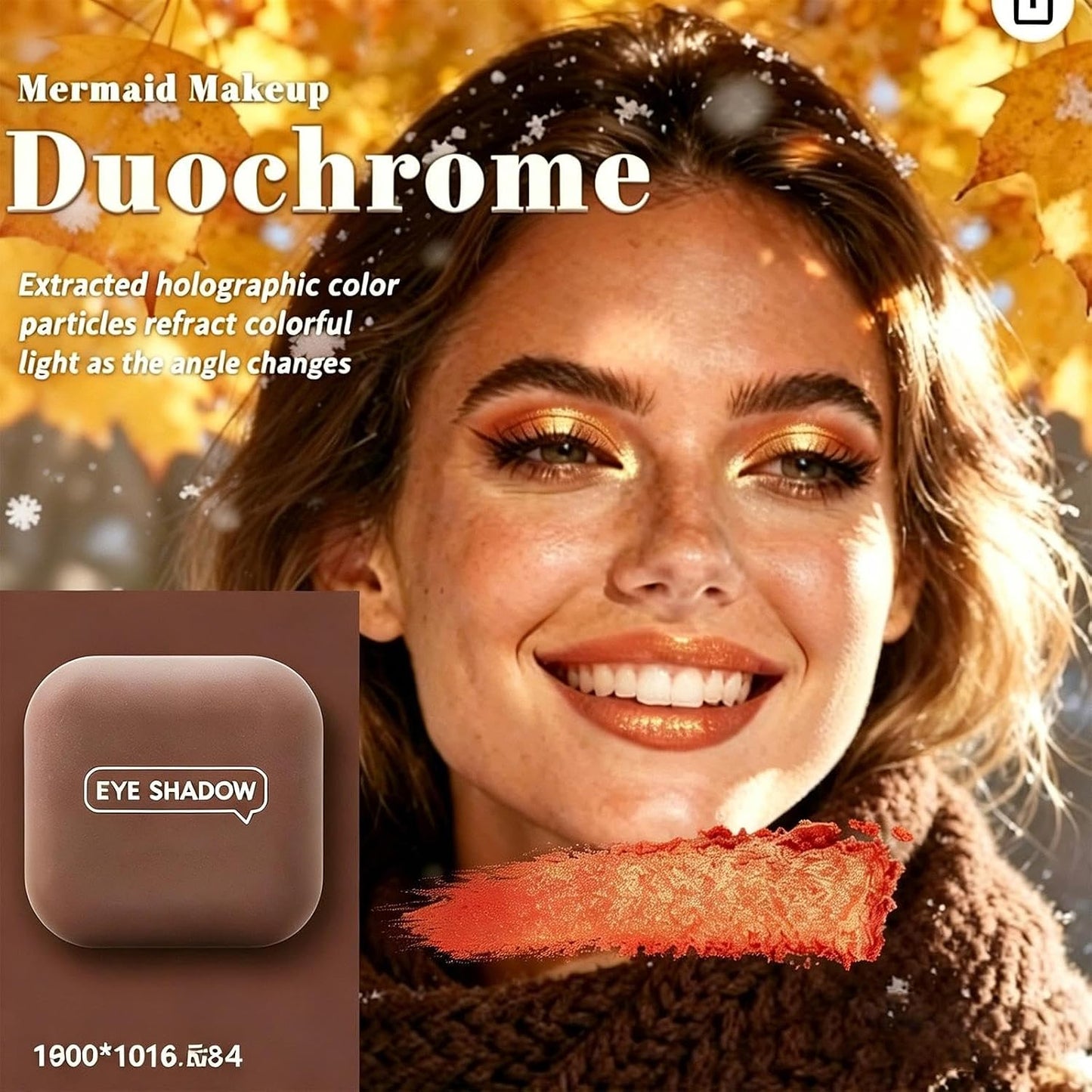 Holographic Eyeshadow – Duochrome Orange Gold Glitter Palette, Iridescent | Duochrome orange red gold glitter eyeshadow. Iridescent color shift. Creamy shimmer for festival, rave &amp; party looks.