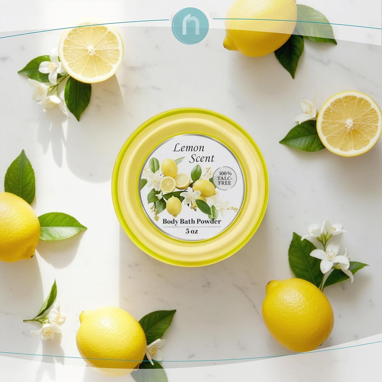 R-NEU 1 Pack Body Powder for Women with Puff, 100% Talc-Free, Luminous Lemon Scented Dust, After Bath for Soft Skin, Extra Large,(5oz)