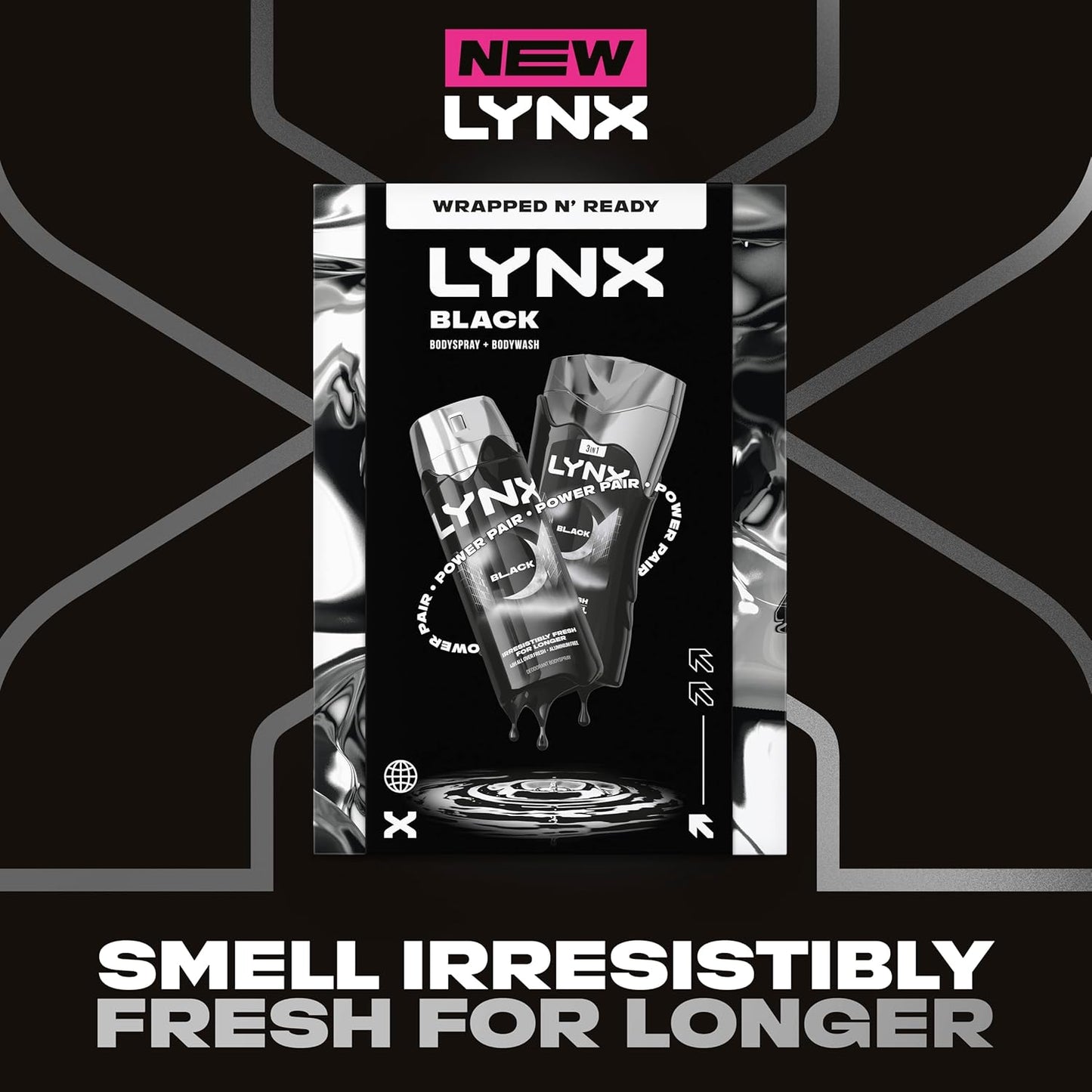 Lynx Black Duo Gift Set with a body wash and a body spray perfect for any occasion 2 piece